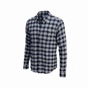 UNIQLO Button Down Men S Navy Plaid Flannel Shirt 331-441774 Long Sleeve Cotton